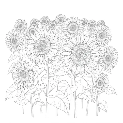 Sunny Sunflower Field Coloring Page coloring page