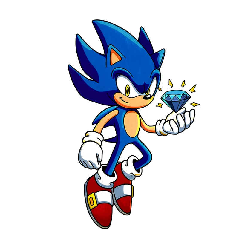 Super Sonic with Chaos Emerald Coloring Page colored reference