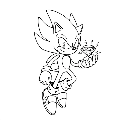 Super Sonic with Chaos Emerald Coloring Page coloring page