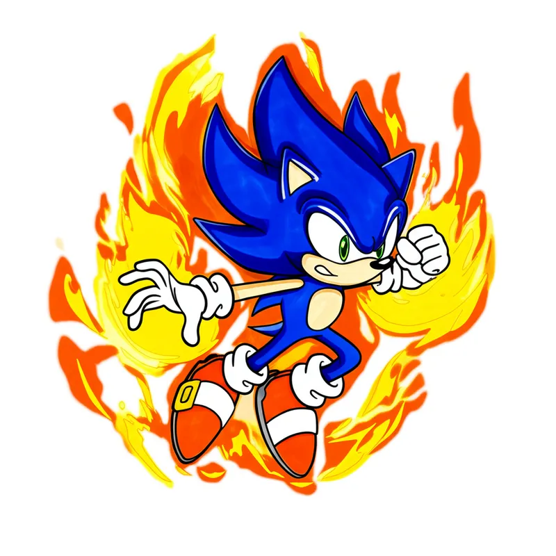 Super Sonic Power Unleashed Coloring Page colored reference