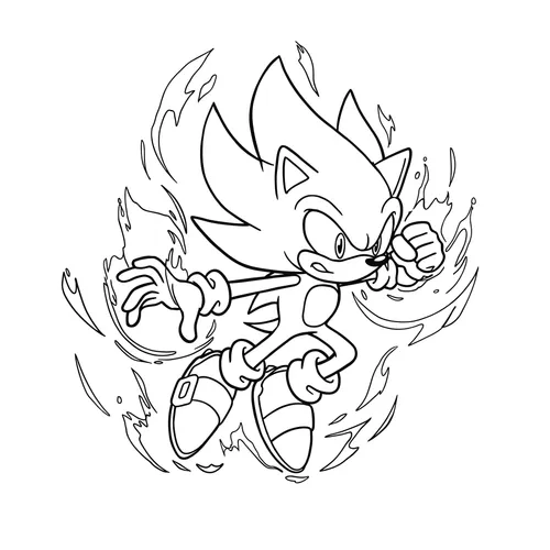 Super Sonic Power Unleashed Coloring Page coloring page
