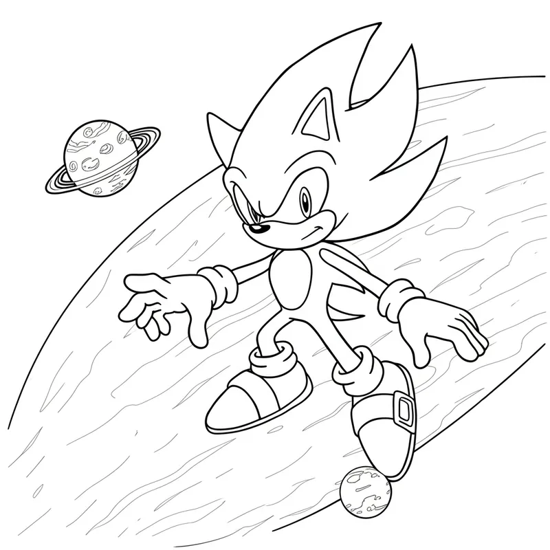 Super Sonic Space Surfing Coloring Page coloring page