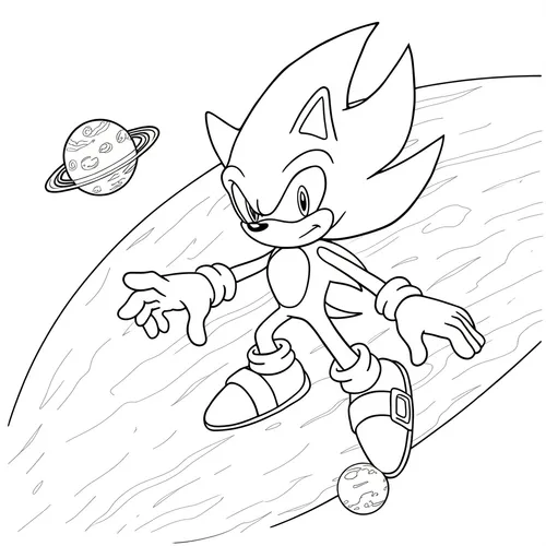 Super Sonic Space Surfing Coloring Page coloring page