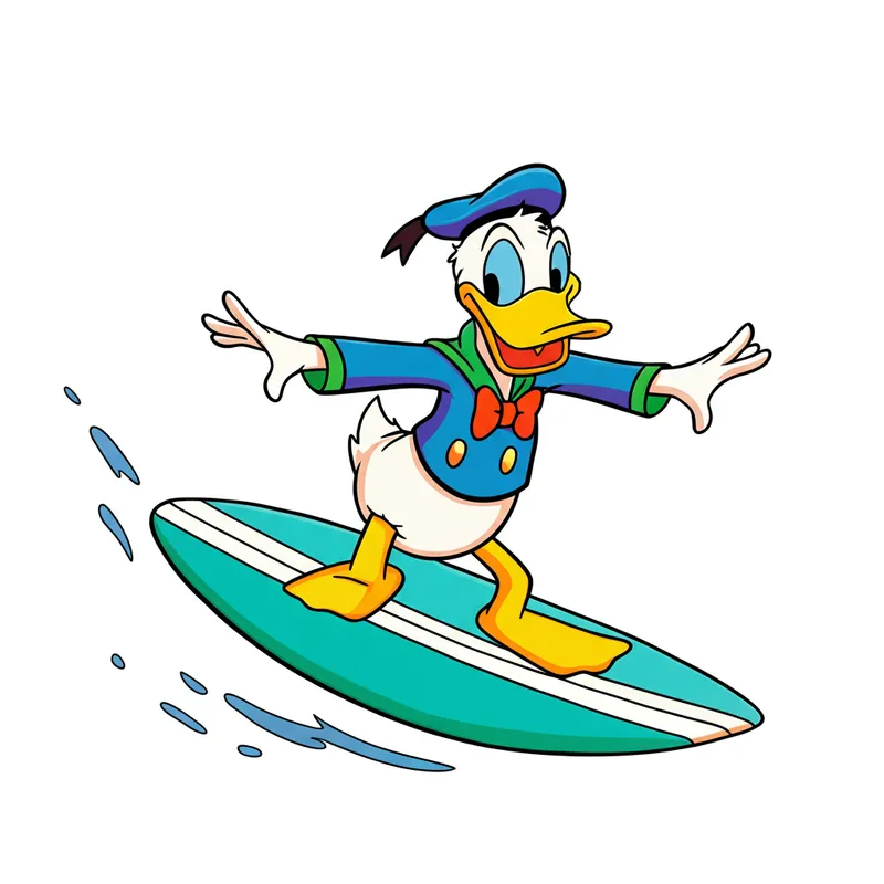 Surfing Donald Duck Coloring Page colored reference