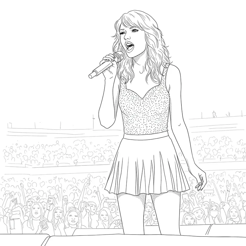 Taylor Swift Concert Performance Coloring Page coloring page