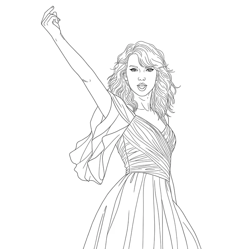 Taylor Swift 'Enchanted' Gown Coloring Page coloring page