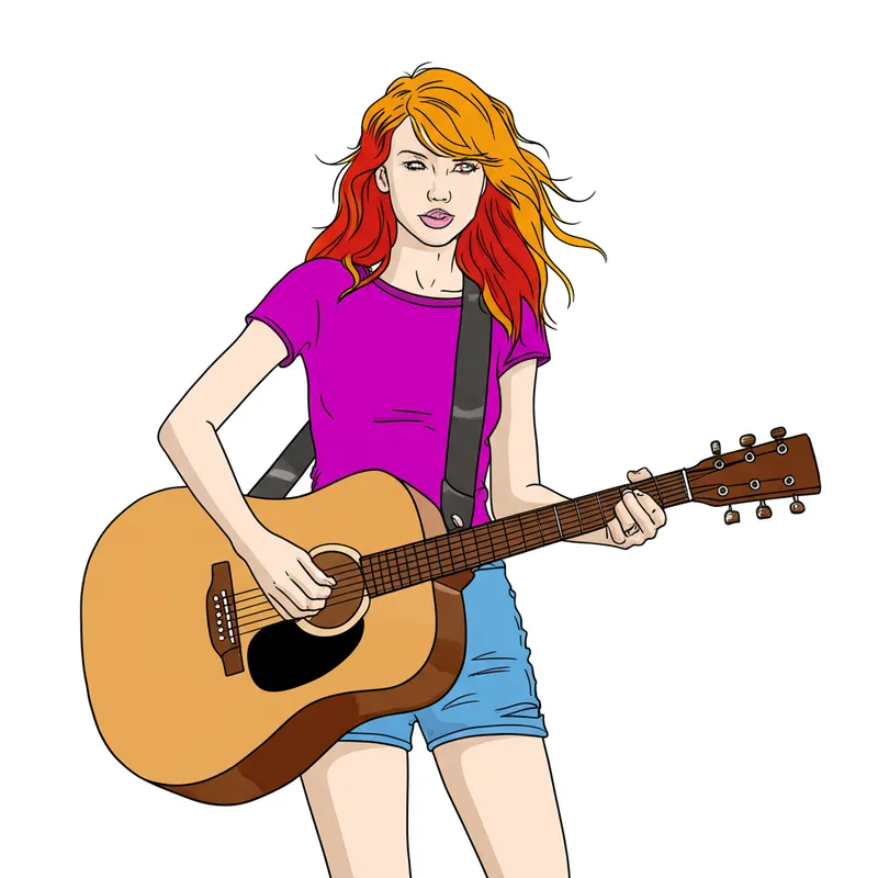 Taylor Swift Guitar Star Coloring Page colored reference