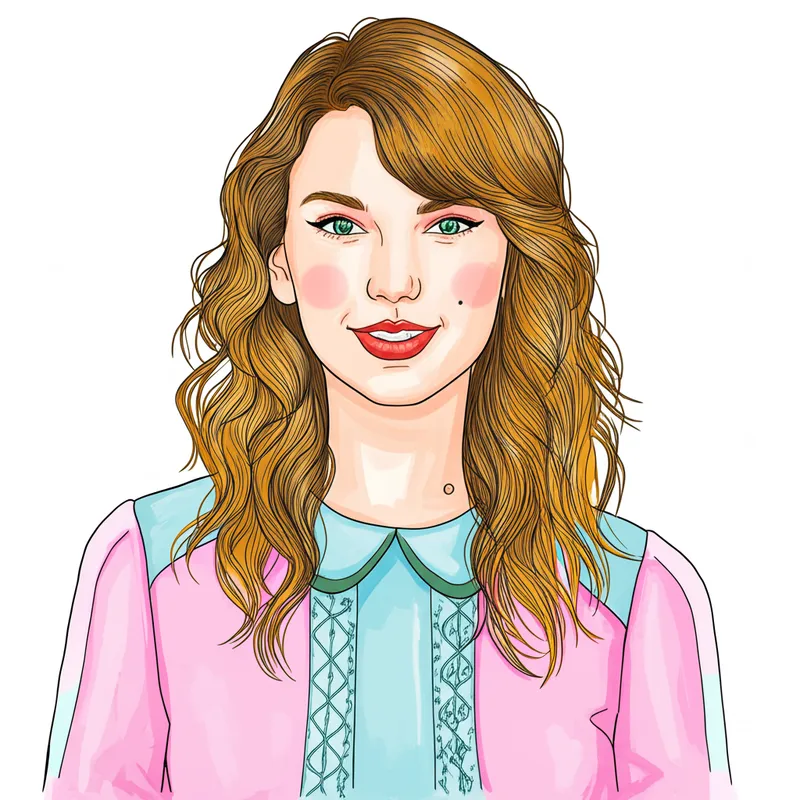 Iconic Taylor Swift Coloring Page colored reference