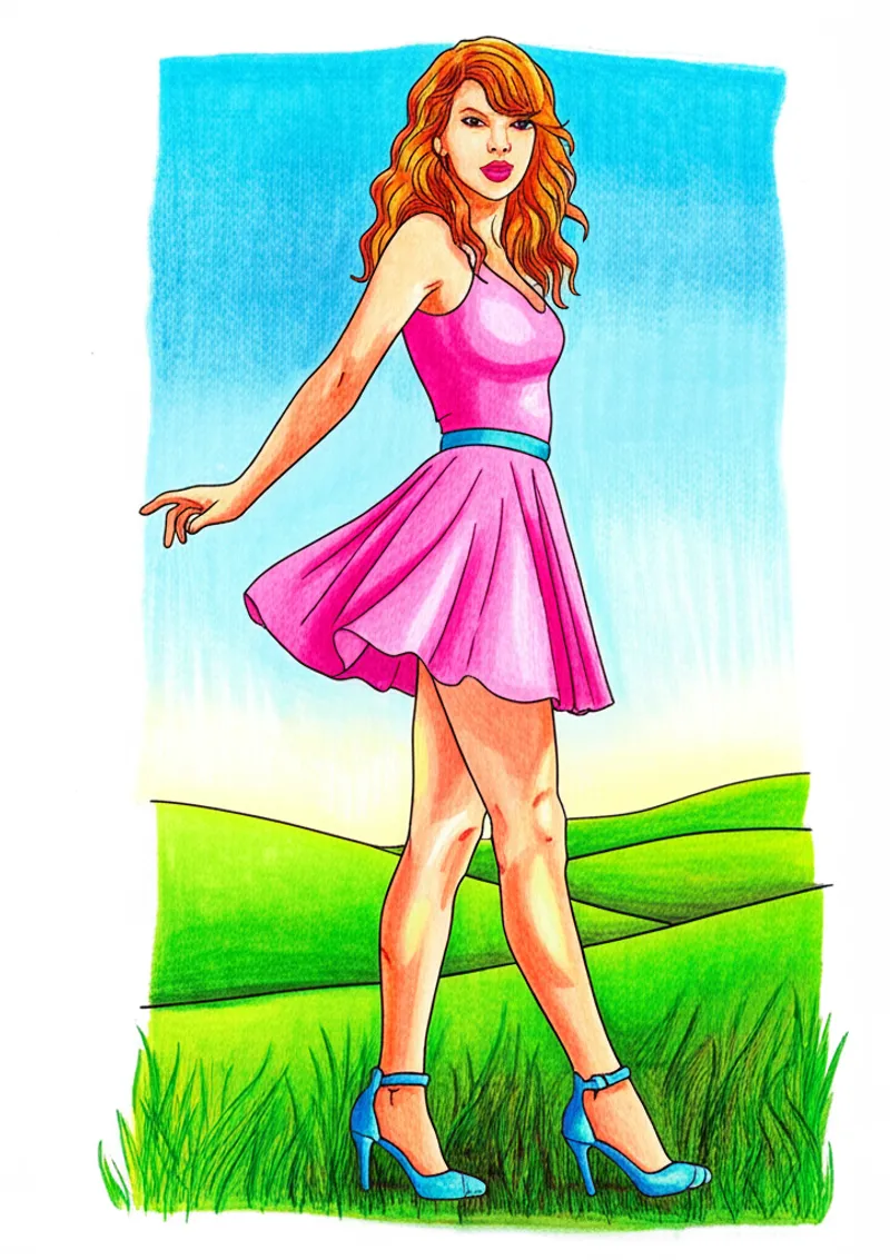 Taylor Swift Inspired Coloring Page colored reference