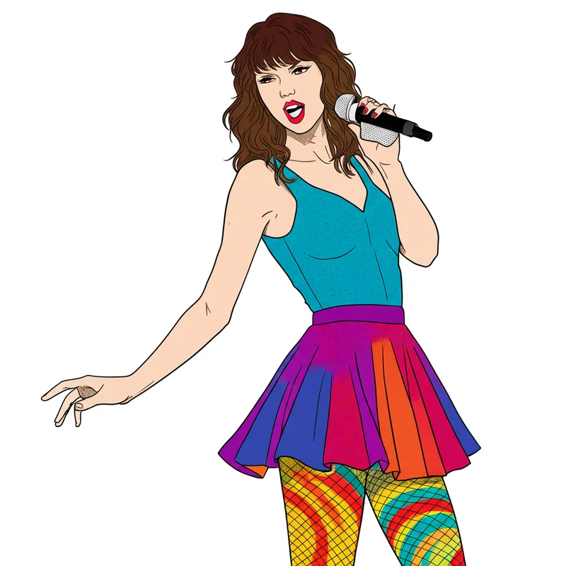 Taylor Swift Singing Sensation Coloring Page colored reference