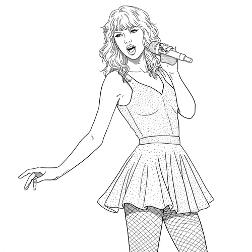 Taylor Swift Singing Sensation Coloring Page coloring page