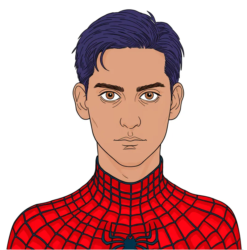 Classic Tobey Maguire Spider-Man Portrait Coloring Page colored reference