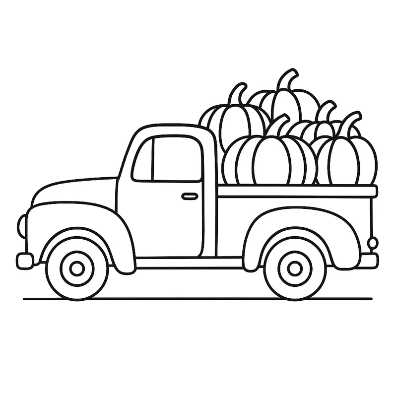 Vintage Pumpkin Patch Truck Coloring Page coloring page