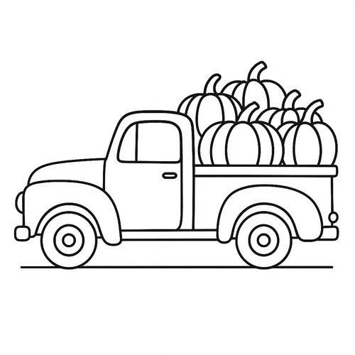 Vintage Pumpkin Patch Truck Coloring Page coloring page