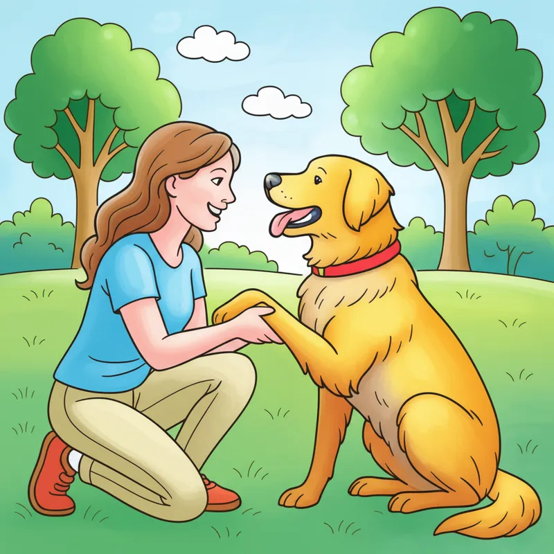 Woman and Dog Best Friends Coloring Page colored reference