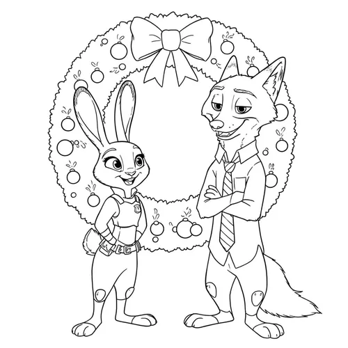 Zootopia Christmas Cheer Coloring Page coloring page