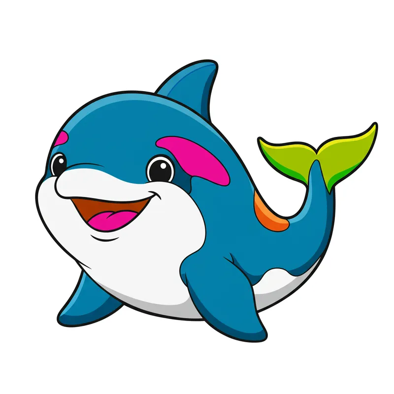 Adorable Chubby Orca Smiling Coloring Page colored reference