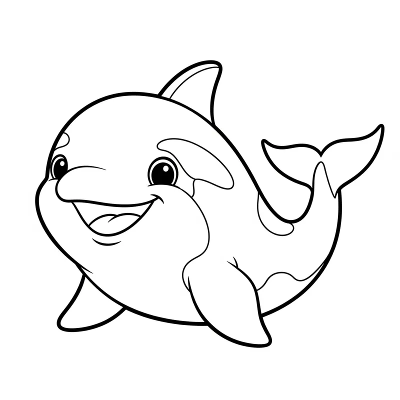Adorable Chubby Orca Smiling Coloring Page coloring page