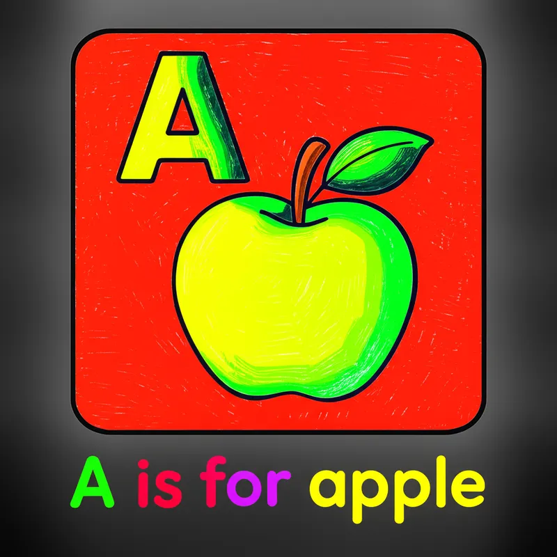 Amazing Apple Alphabet Adventure Coloring Page colored reference