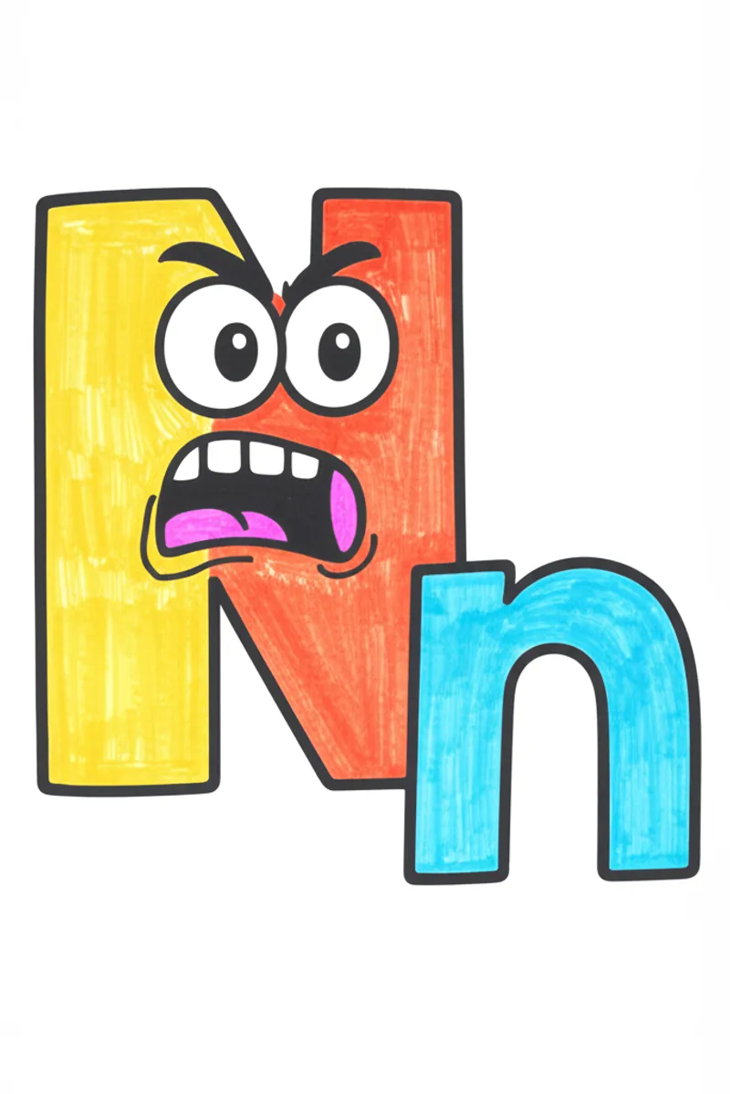 Angry Letter N Coloring Page colored reference