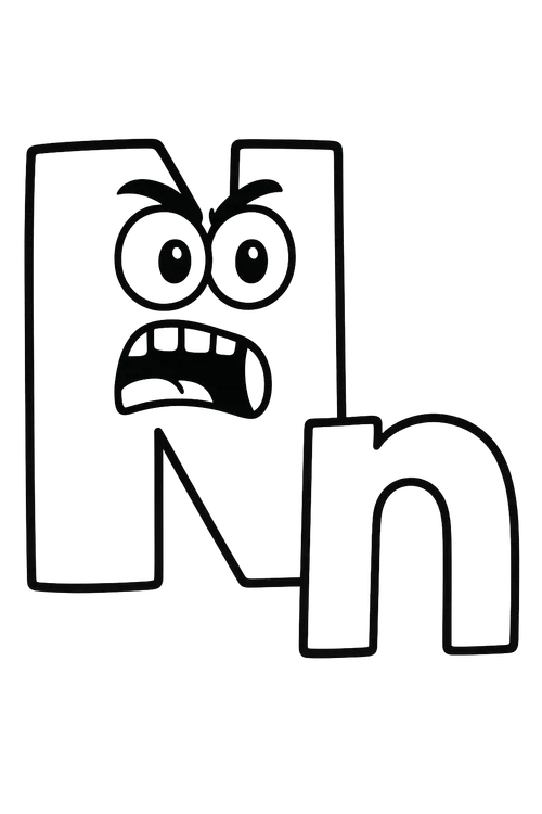 Angry Letter N Coloring Page coloring page