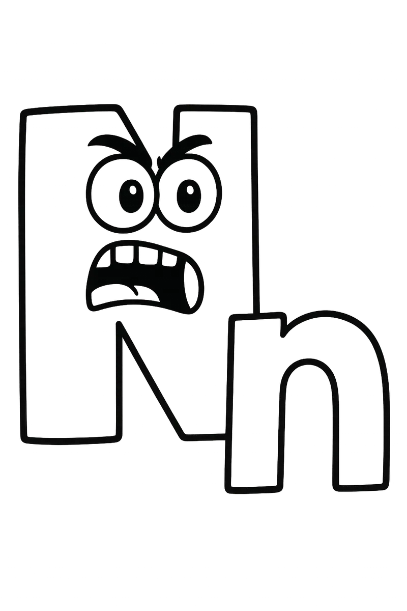 Angry Letter N Coloring Page coloring page