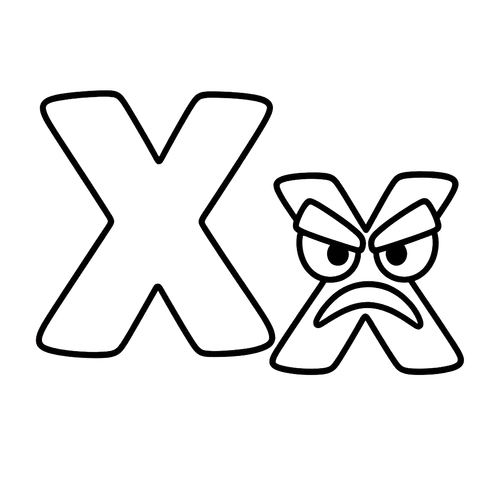 Angry Letter X Coloring Coloring Page coloring page