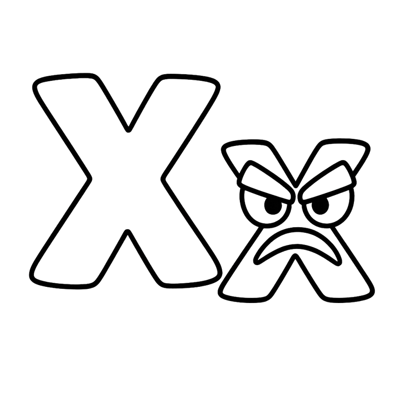 Angry Letter X Coloring Coloring Page coloring page