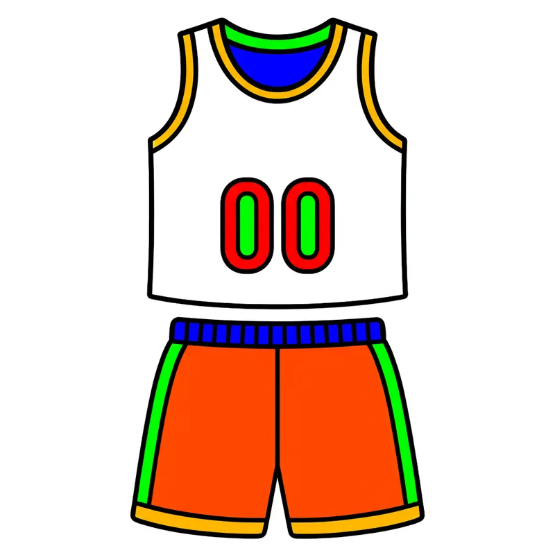 Basketball Uniform Fun Coloring Page colored reference