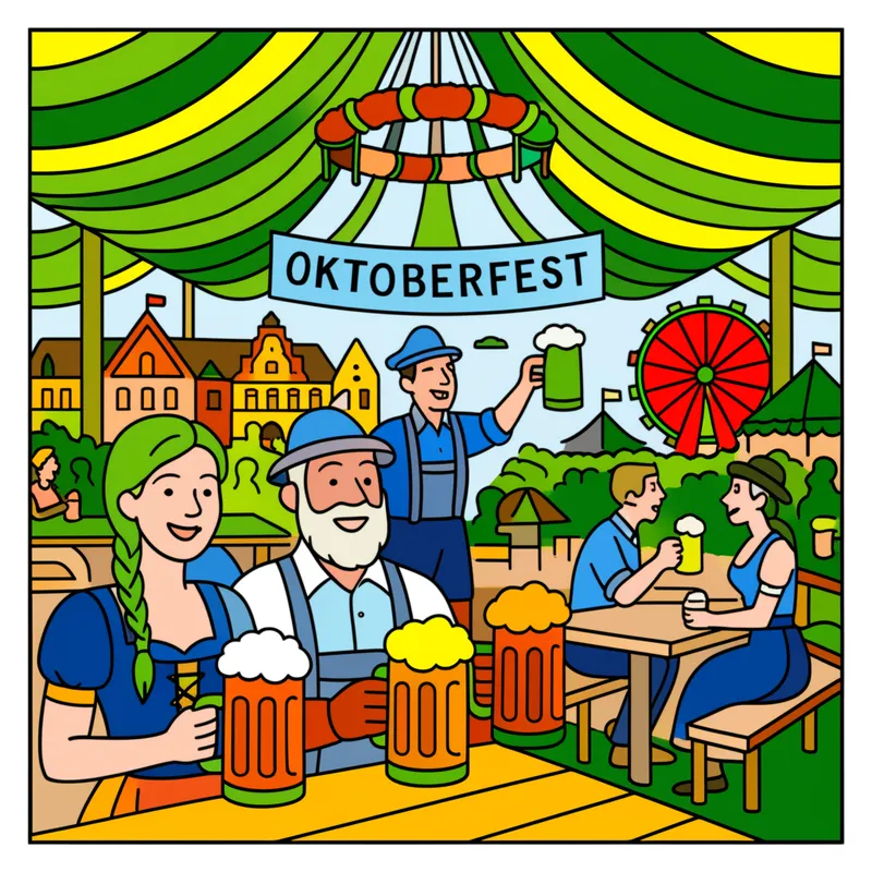 Bavarian Festival Fun Coloring Page colored reference