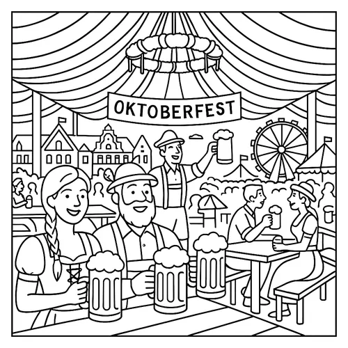 Bavarian Festival Fun Coloring Page coloring page