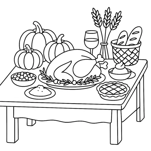 Bountiful Harvest Feast Coloring Page coloring page
