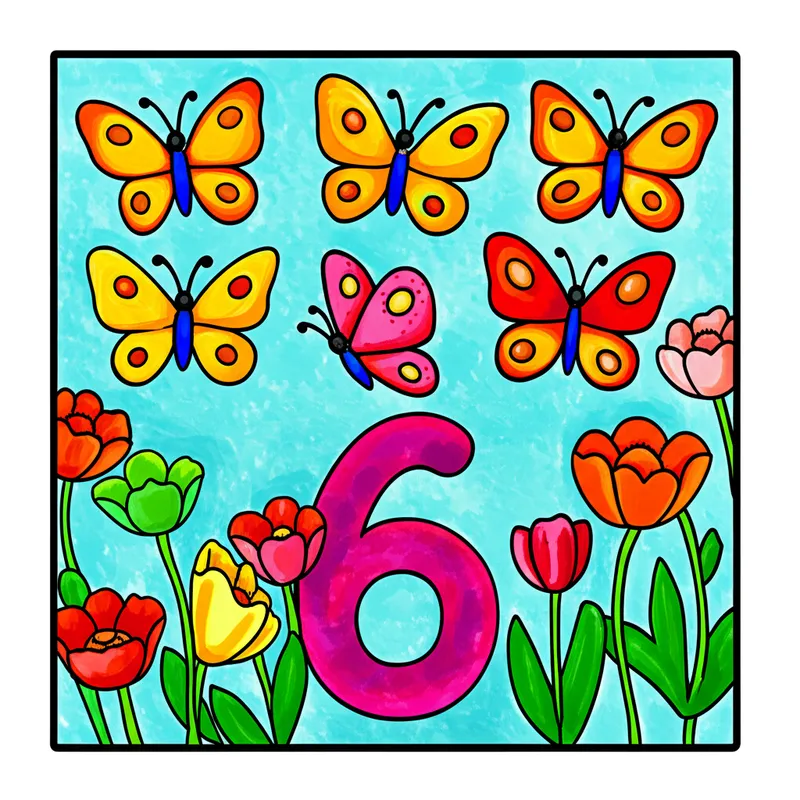 Butterfly Number Six Fun Coloring Page colored reference