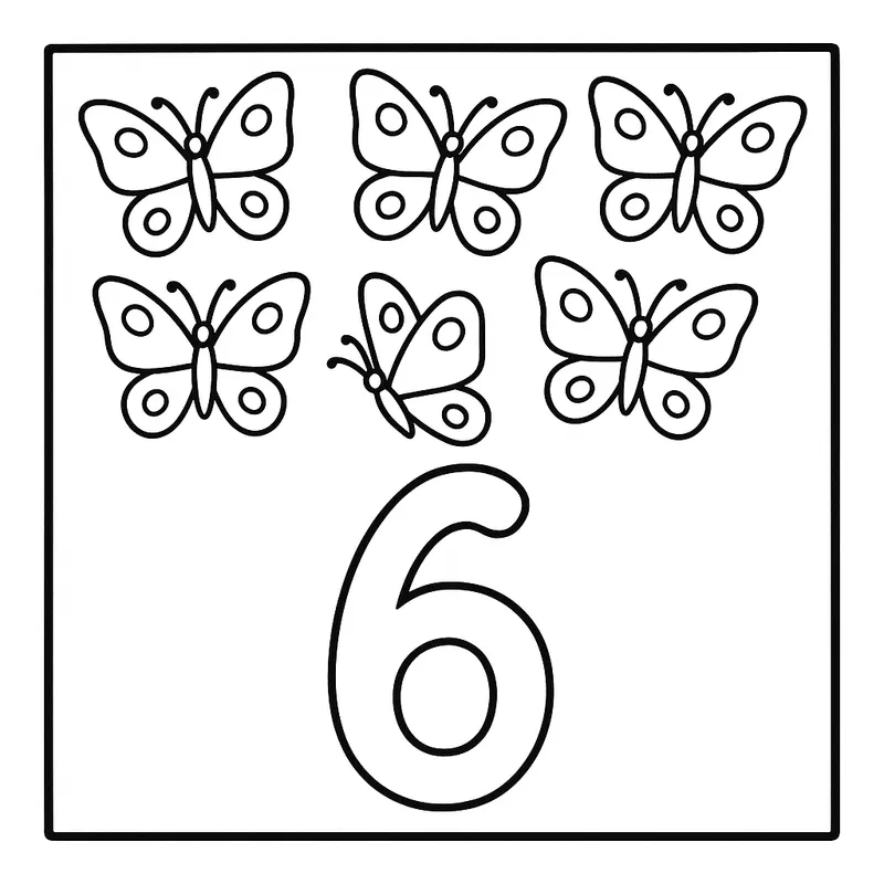 Butterfly Number Six Fun Coloring Page coloring page