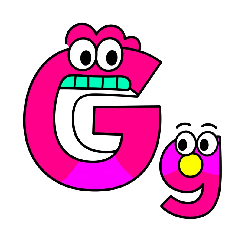 Cartoon Letter G Faces Coloring Page colored reference