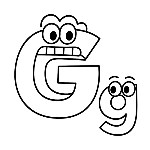 Cartoon Letter G Faces Coloring Page coloring page