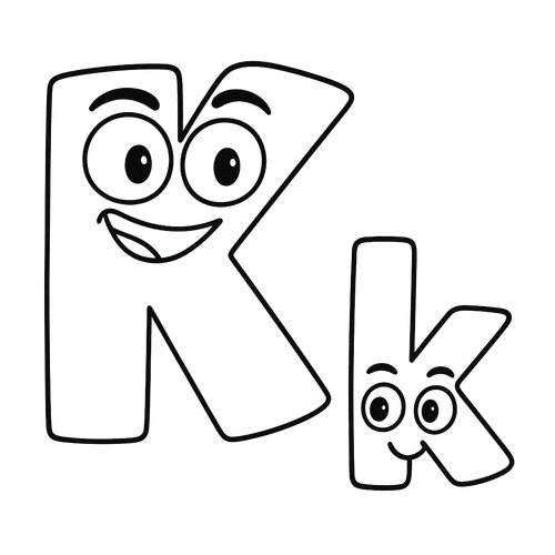 Cartoon Letter K Friends Coloring Page coloring page