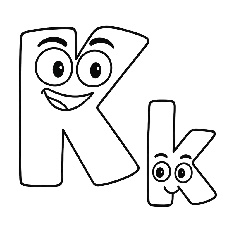 Cartoon Letter K Friends Coloring Page coloring page