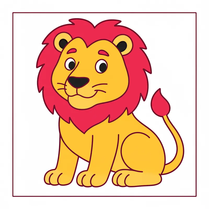Cute Sitting Lion Coloring Page colored reference