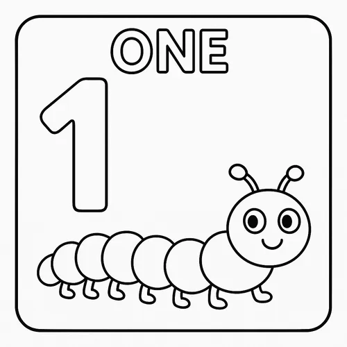 Caterpillar Learns Number Fun Coloring Page coloring page