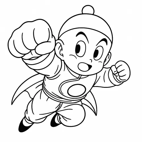 Chiaotzu Flying Punch Power Coloring Page coloring page