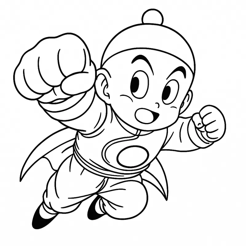 Chiaotzu Flying Punch Power Coloring Page coloring page