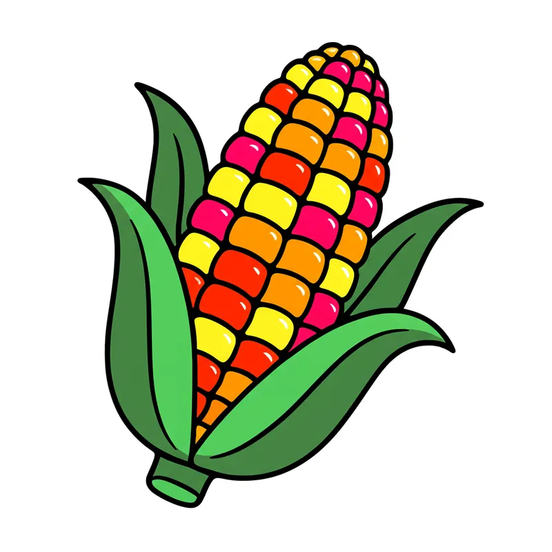 Classic Corn Cob Delight Coloring Page colored reference