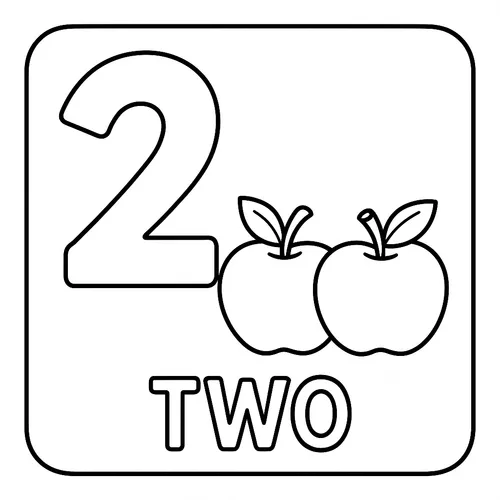 Coloring Number Two Apples Coloring Page coloring page