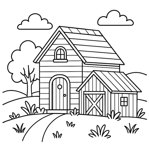 Country Barn Charm Coloring Page coloring page