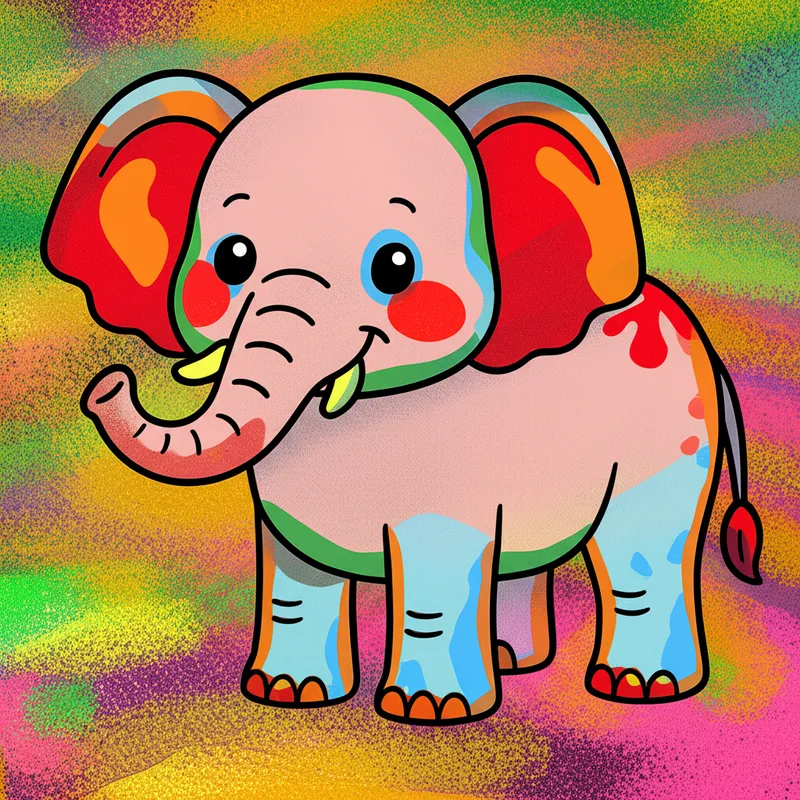 Cute Baby Elephant Coloring Coloring Page colored reference