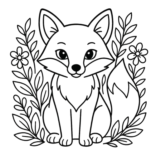 Cute Forest Fox Friend Coloring Page coloring page