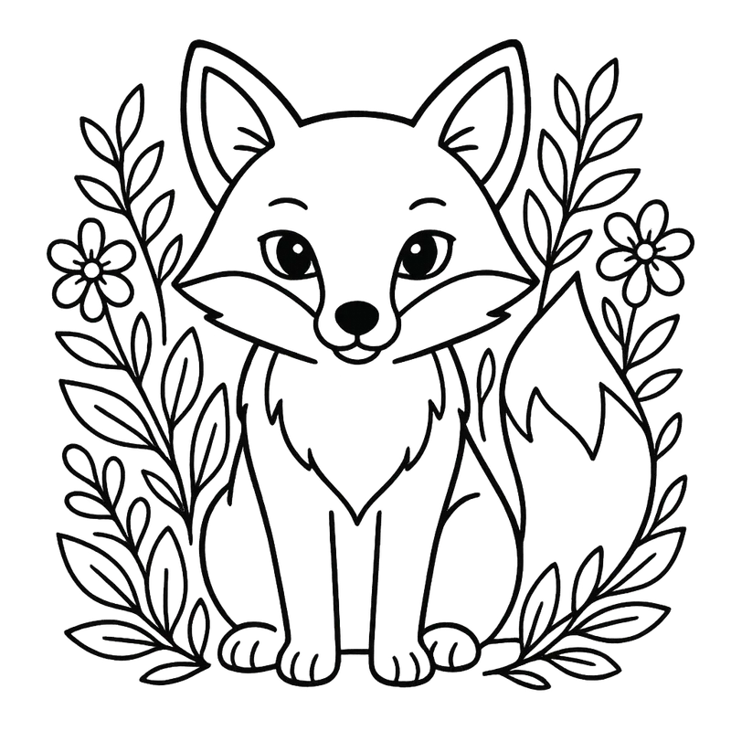 Cute Forest Fox Friend Coloring Page coloring page