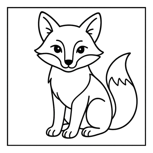 Adorable Fox Friend Outline Coloring Page coloring page