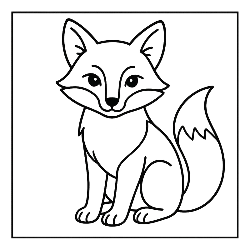 Adorable Fox Friend Outline Coloring Page coloring page